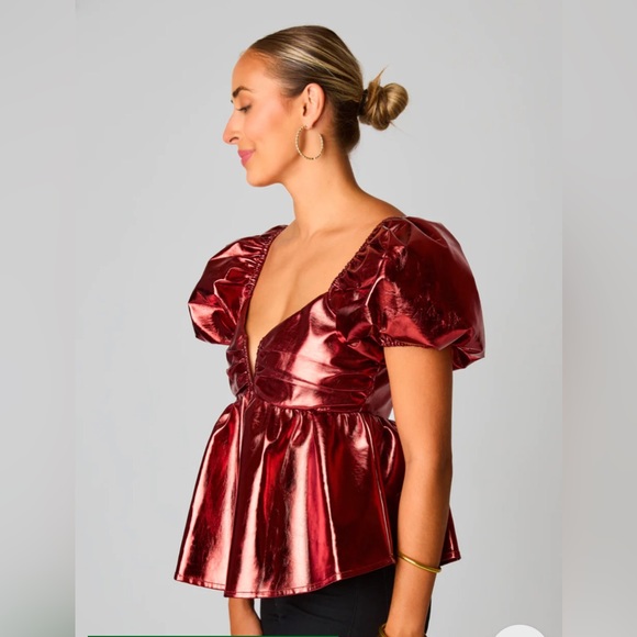 Buddy love BRONZE HOUSTON PUFF SLEEVE TOP blouse size small new - Picture 3 of 4